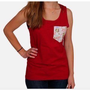 NWT Chi Omega Women's Sorority Collection Red White Logo Tank Top Large